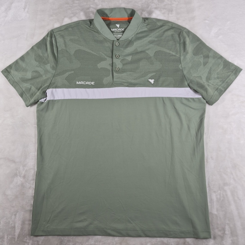 Macade Golf Polo Shirt Men's 2XL XXL Green Blade Collar Performance Stretch